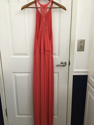 open lace back dress Printed Stain Maxi Dress  bebe