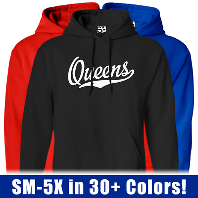 Queens Script HOODIE | NY Hometown Baseball Sports Team Jersey Hooded Sweatshirt