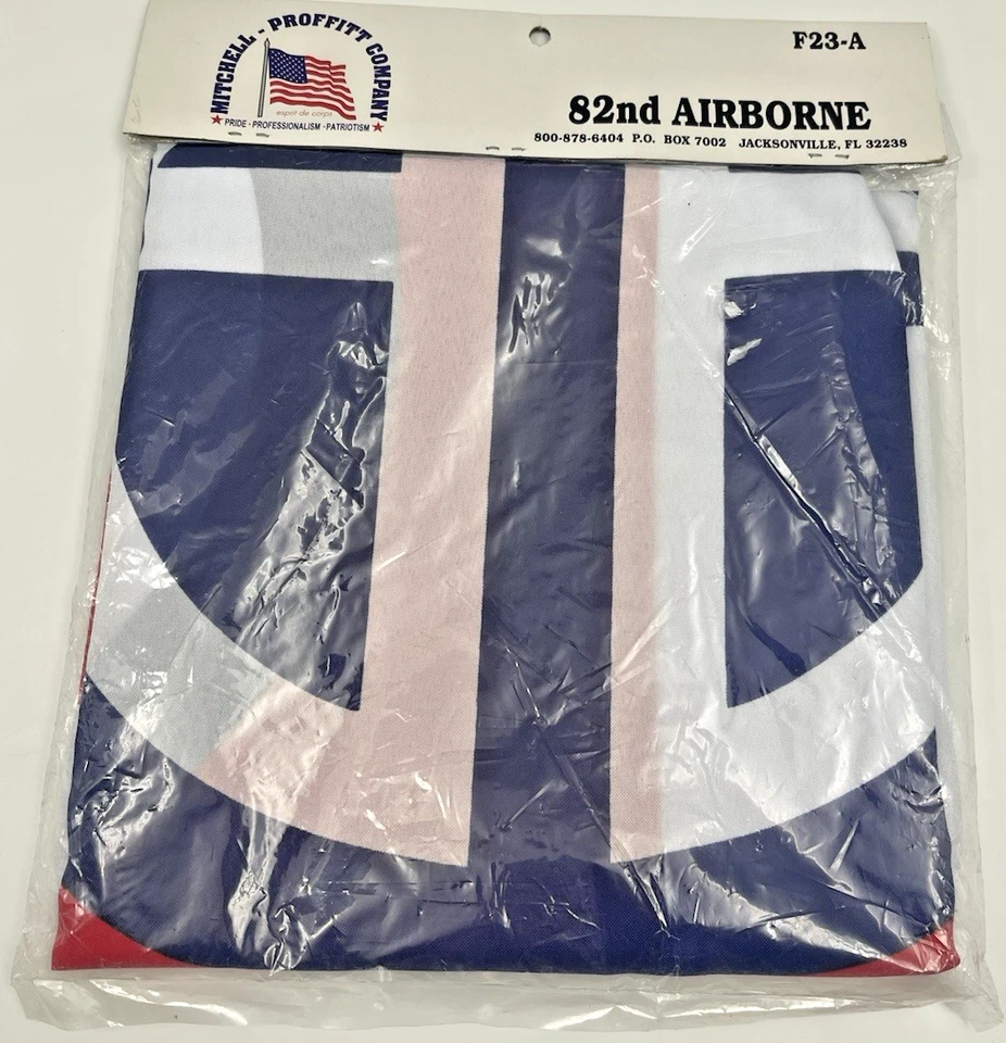 82 Airborne All American Flags F23-AA Blue & F23-A White 3X5 Lot of 2 OldStock - Image 2 of 4