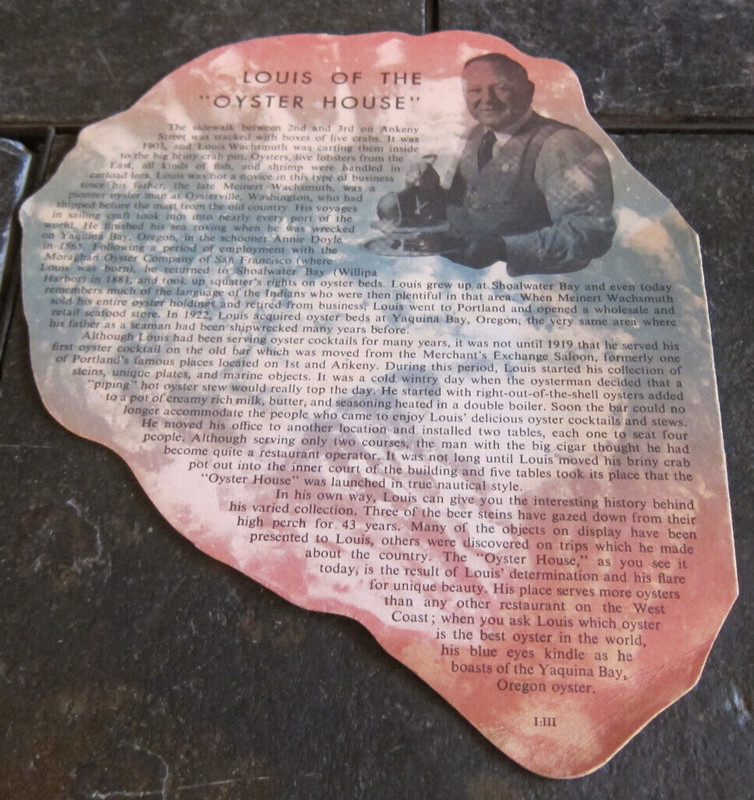 DIE CUT Dan and Louis Oyster Bar Shaped Menu Portland Oregon 1950's