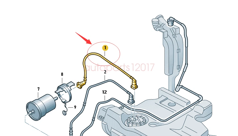 0EM Fuel Line Tank to Filter For Audi A3 TT VW Beetle Jetta Golf Skoda Octavia- - Imagem 2 de 2