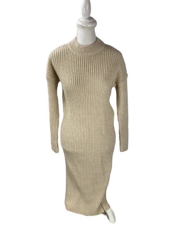 ASOS Design Women Sz 0 Mock Neck Midi Sweater Dress Beige Side Zip Stretch New | eBay ASOS Design Women Sz 0 Mock Neck Midi Sweater Dress Beige Side Zip Stretch New | eBay