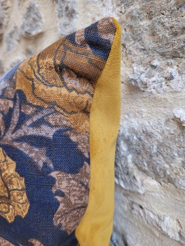 Liberty Faxstead Linen Grey & Gold Velvet Rare Vintage Retro Cushion Cover 60's - Picture 5 of 20