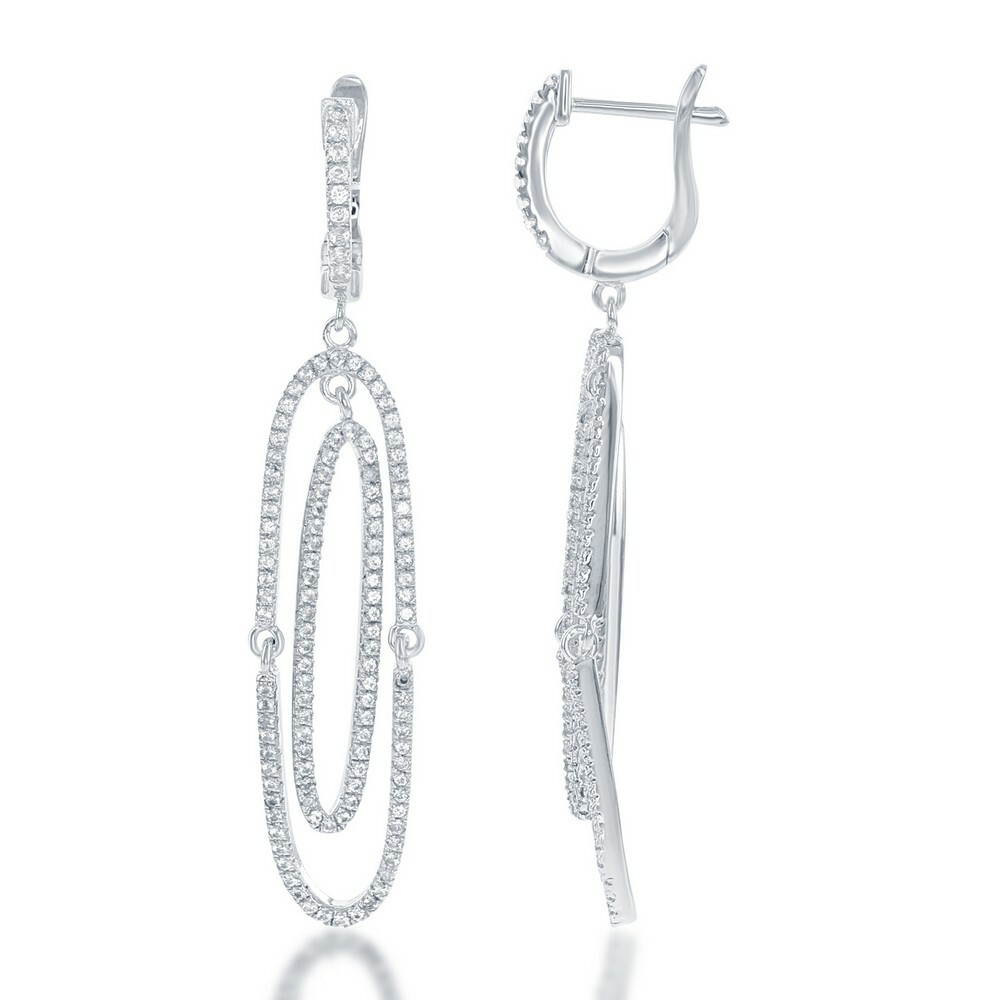 Женские серьги из чистого Серебра с белым топазом с открытой овальной застежкой-рычажком 27890₽