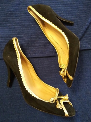Gold Leather Tuxedo Heels - Womens Size 