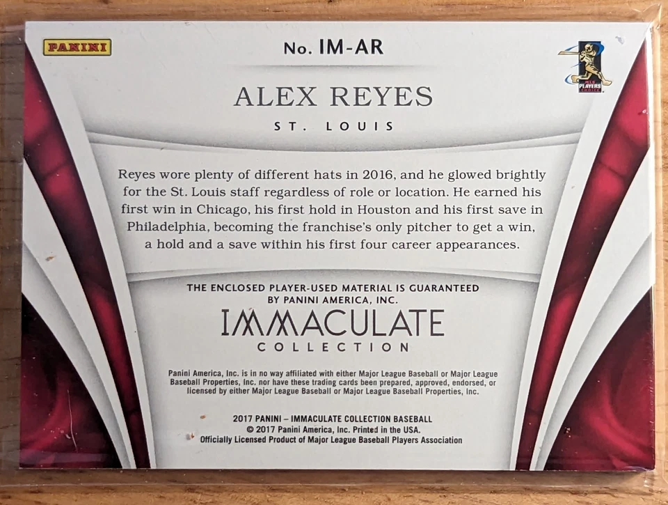 Alex Reyes 2017 Colección Inmaculada - Material Inmaculado 1/1 Cardenales Uno de Foto 2 de 4