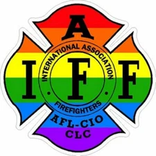2 Inch Non-Reflective Rainbow Flag Black Text IAFF Firefighter Sticker Decal