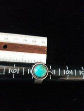 Vint 925 Sterling Silver Turquoise Ring - Wide Band - Size 7.75