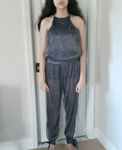 silver halter jumpsuit