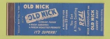 Matchbook Cover - Old Nick Candy Bar blue/white