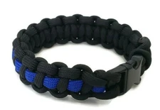 Paracord Bracelet 550 Blue Line Survival Tactical 3/8" Buckle 