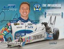 2019 Justin Ashley signed Strutmasters "The Influencer" Top Fuel NHRA Hero Card