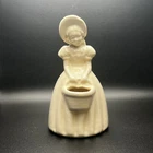 Vintage 1930's Shawnee Pottery Girl with Basket Planter Vase Beige