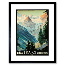 Travel Trafoi Italy Alpine Resort Mountain Valley Pine Tree Art Framed Wall Art