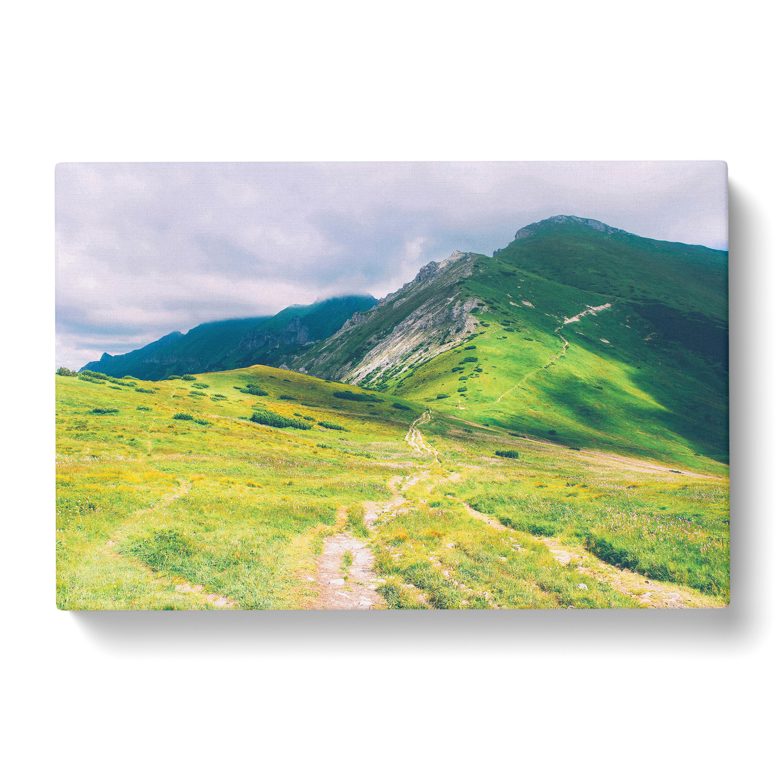 Landscape Pathway To The Mountain Ridge Canvas Wall Art Print Framed Picture