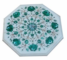 12 " Marmor Table Top Malachit Pietra Dura Inlay Handmade Arbeit Heim Dekor