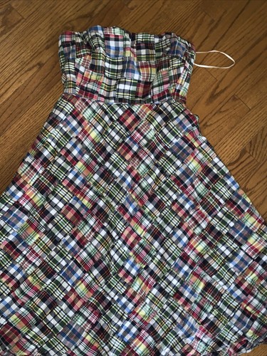 J CREW Madras Plaid Strapless Martha's Vineyard SEXY Dress Size 4 ❤️tb5m25 - Picture 3 of 7