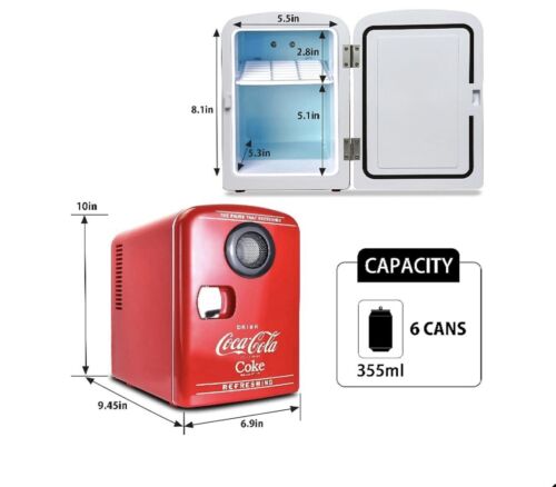 Coca-Cola 6-Can Mini Fridge Cooler/Warmer with Bluetooth Speaker NIB - Picture 7 of 9