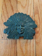 Vintage Belt Buckle Featuring Chief Sitting Bull of the Sioux Tribe 1970’s 4”x3”