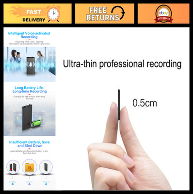Ultra-Thin Mini Voice Recorder 4-32GB, Sound Activated Dictaphone, Noise Reducti