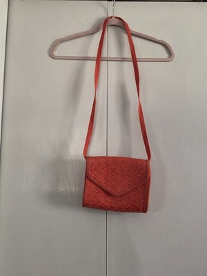 Novelli Of Florence Ennelonea Italy Orange Basket Weave Style Purse Crossbody