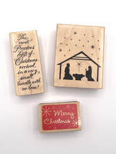 Stampabilities Stampendous Wood Rubber Stamps Set 3 Christmas Nativity N240 Lot