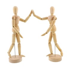 U.S. Art Supply 12" Wooden Male  Female Manikin  Pair
