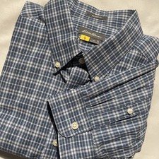 Eddie Bauer Travex Button Down Shirt Men's Tall Large Blue Plaid Long Sleeve