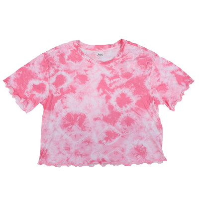 Jenni Intimates Women's Pajama Top Short Sleeve Pjs Ruffle Pink Tie Dye M New