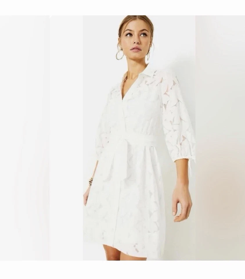 Lilly Pulitzer Amrita Eyelet Midi Dress White Size 8 Shirtdress Beach $278 - Image 2 of 4