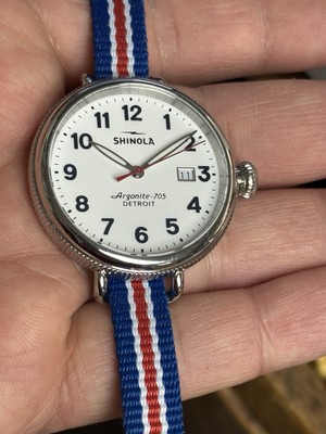 Shinola The Birdy Red, White and Blue Reversible Nylon Strap Watch