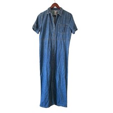 Vintage 90s jones jeans denim maxi shirt dress size 10