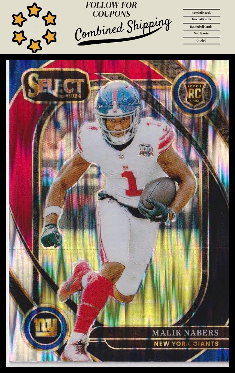 2024 Panini Select #220 Malik Nabers Black & Red Prizm Shock
