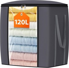 120L Extra Large Clothes Storage Bags, Foldable Blanket Storage and Organization