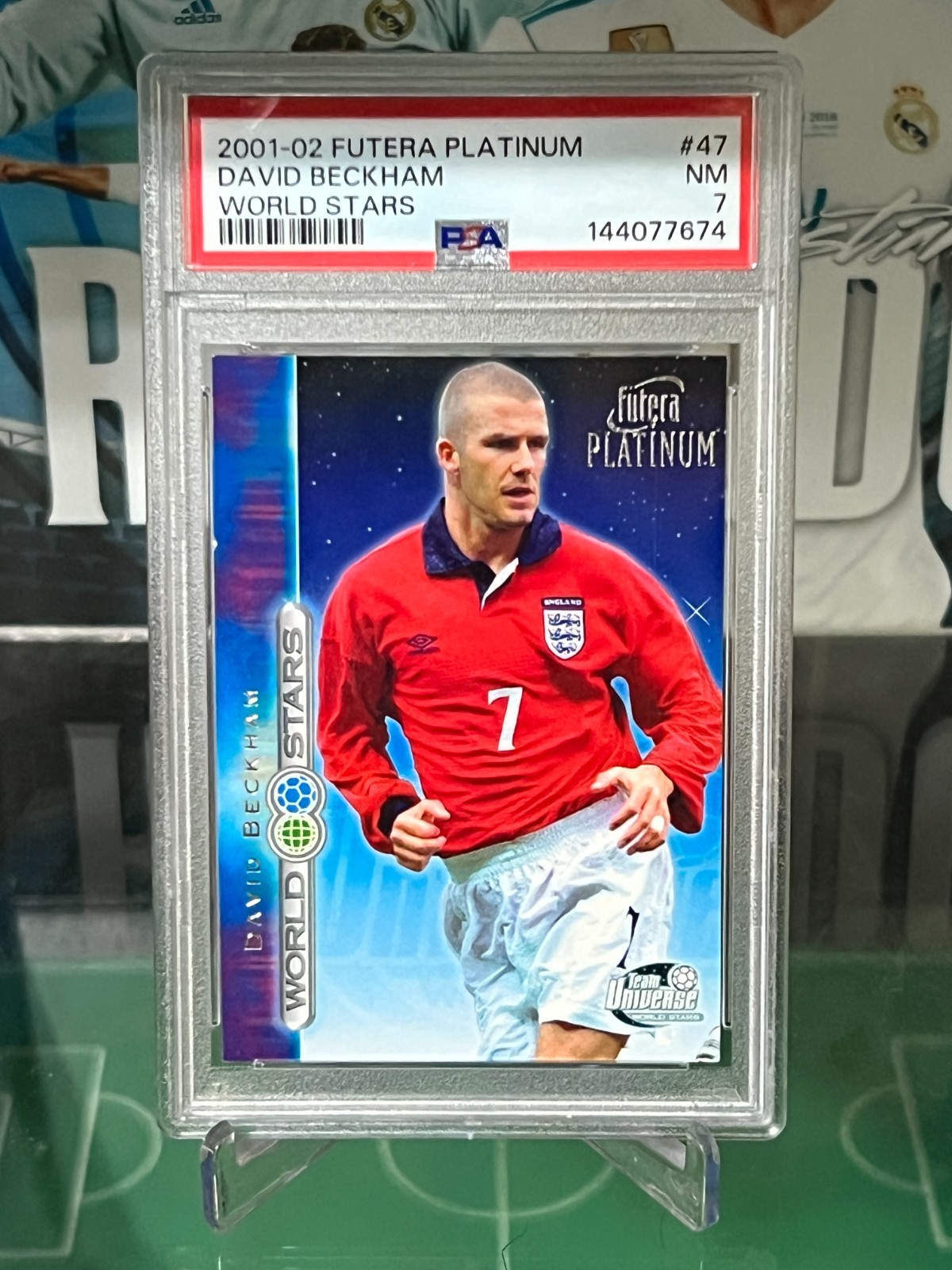 2 PSA David Beckham Card Lot 2001 Topps Premier Gold + 2001 Futera World Stars view 9