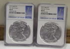 (2) 2019 US Silver Eagle $1 NGC MS70 First Day of Issue