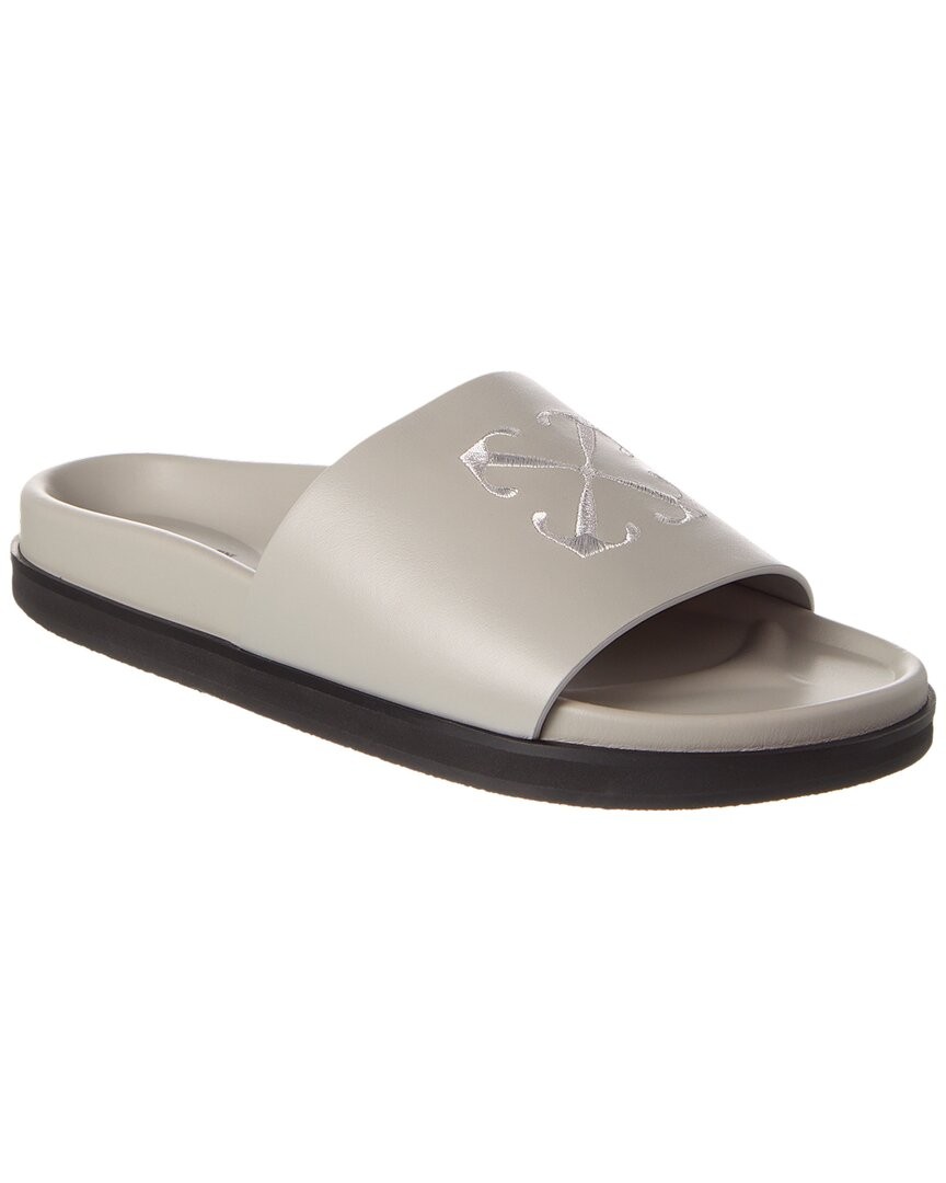 Off-White Pool Time Leather Slide Mens Grey 43 68690₽