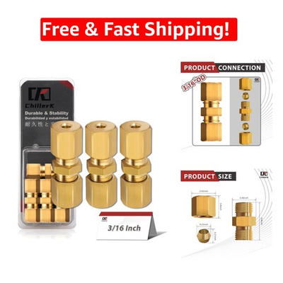 #ad 3 16quot; OD Brass Brake Line Fittings Kit 2PCS Union High Temp amp; Pressure Use $11.67