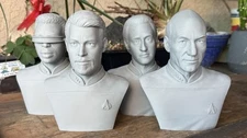 Star Trek TNG Bust Set – Picard, Data, Riker, LaForge 3D Printed Fan Art (4pcs)