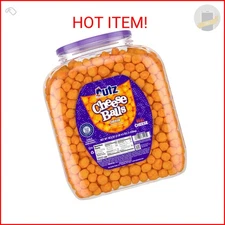 Utz Cheese Balls Barrel, Tasty Snack Baked with Real Cheddar Cheese, Delightfull