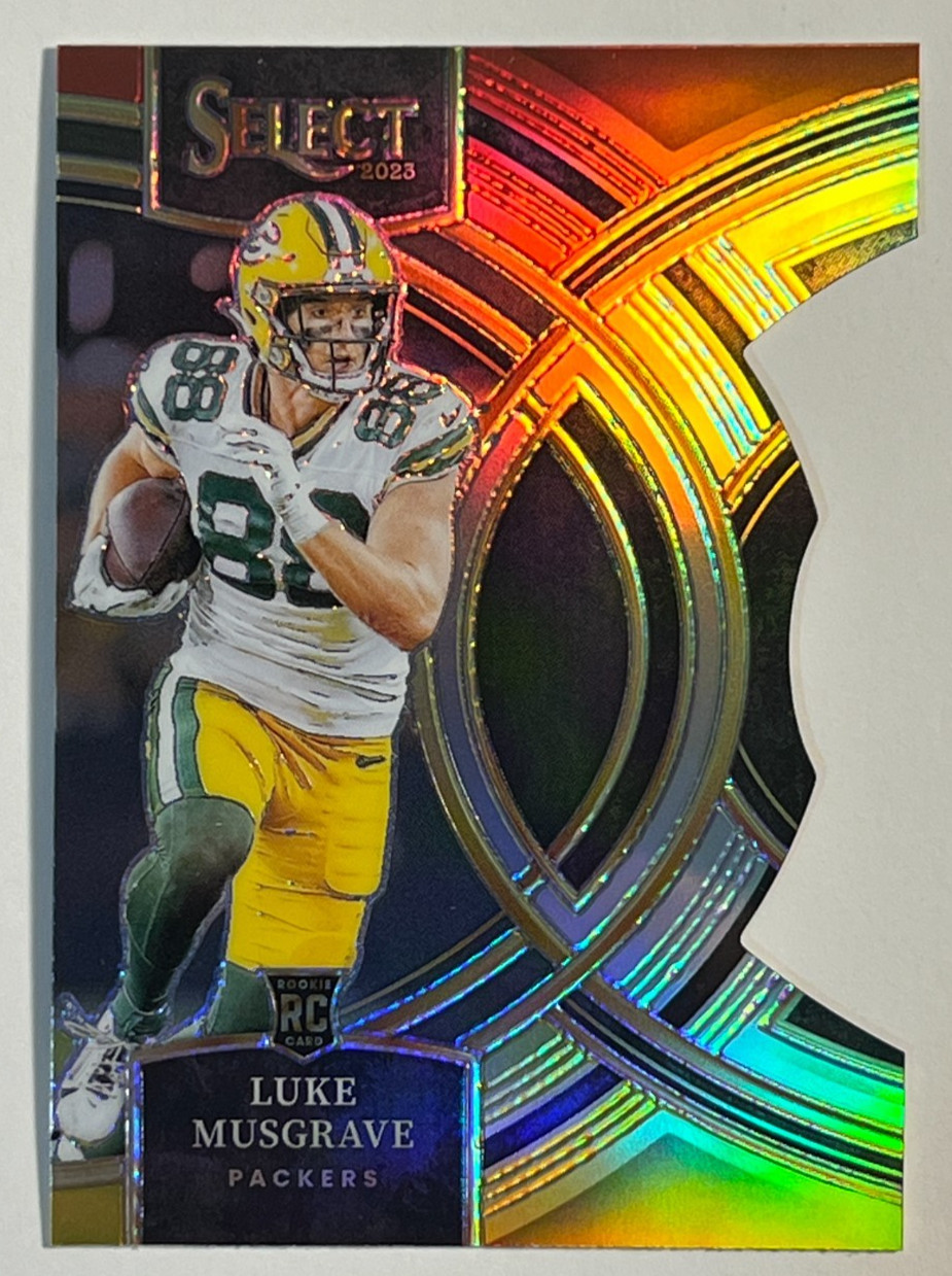 2023 Panini Select Football #166 Luke Musgrave Premier RC Red Yellow Die Cut