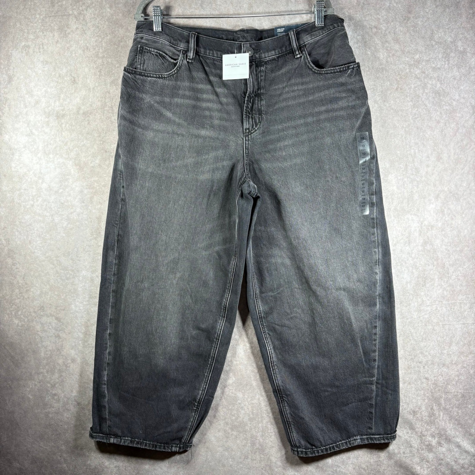 Women 12 Short Black Strigid Low Rise Straight Denim New