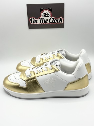 Versace Vitello Leather Sneaker Gold Brand New Size 12 (45 EU) - Picture 3 of 10