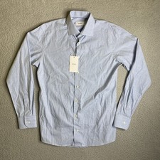 Eton Shirt Mens 15.5 39 Blue Plaid Slim Long Sleeve Button Preppy Office NWT