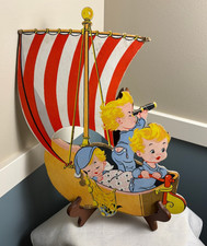 1957 Vintage Wynken Blynken Nod The Dolly Toy Co Wall Art Cardboard 15"x11"