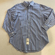 Polo Ralph Lauren Shirt Mens 16.5 Blue White Striped Philip Button Up NWT