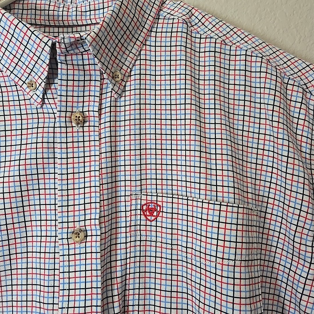 Ariat FR Button Down Basic Work Shirt Men's White… - image 1