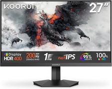 KOORUI 27in QHD IPS Gaming Monitor 200Hz 1ms HDR400 Adaptive-Sync HDMI DP