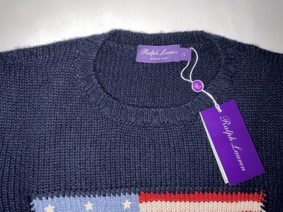 Ralph Lauren Purple Label Flag Cashmere Crew Neck Sweater - Size L