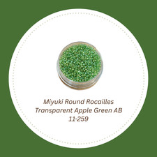Miyuki 11/0 Round Seed Beads 11-259 Transparent Apple Green AB 20 Grams